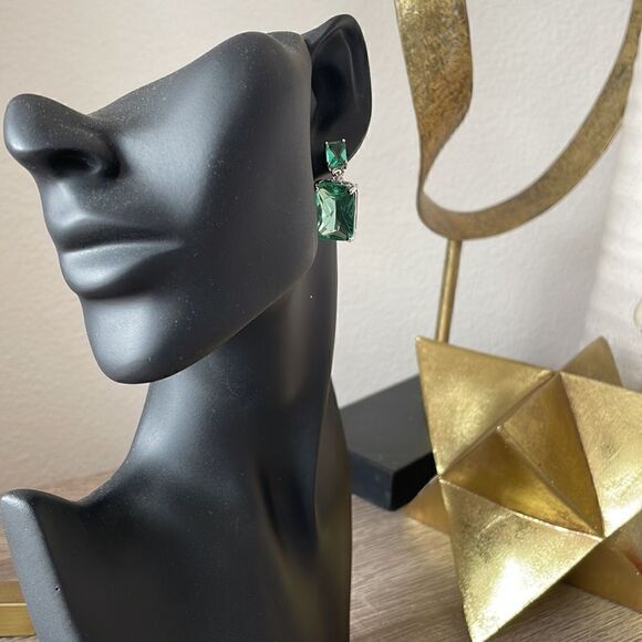 Green stone earrings N21 - Picture 2 of 5